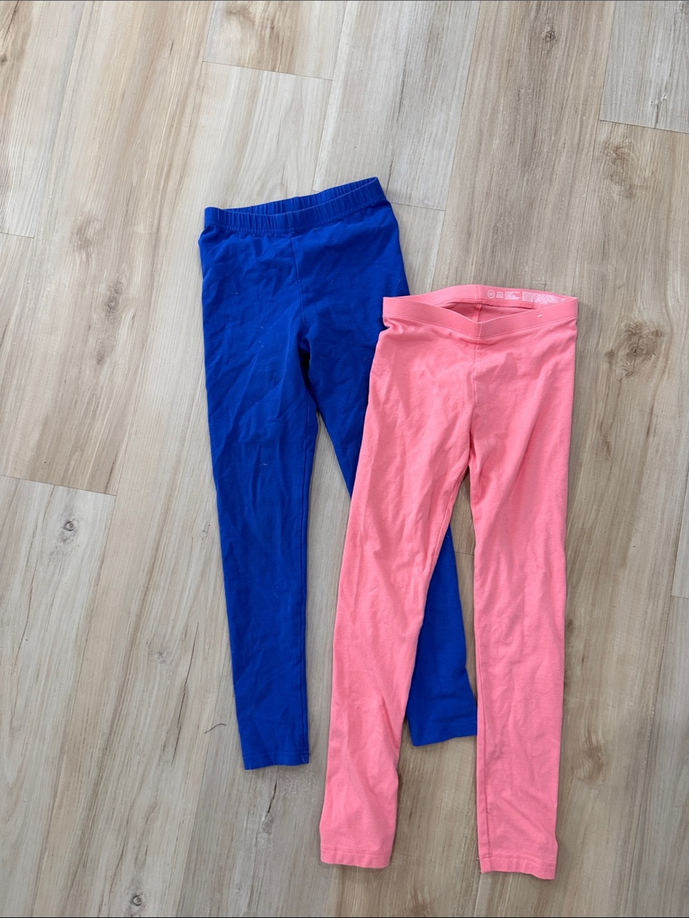 Kids Cotton Stretch Leggings - Blue and Pink